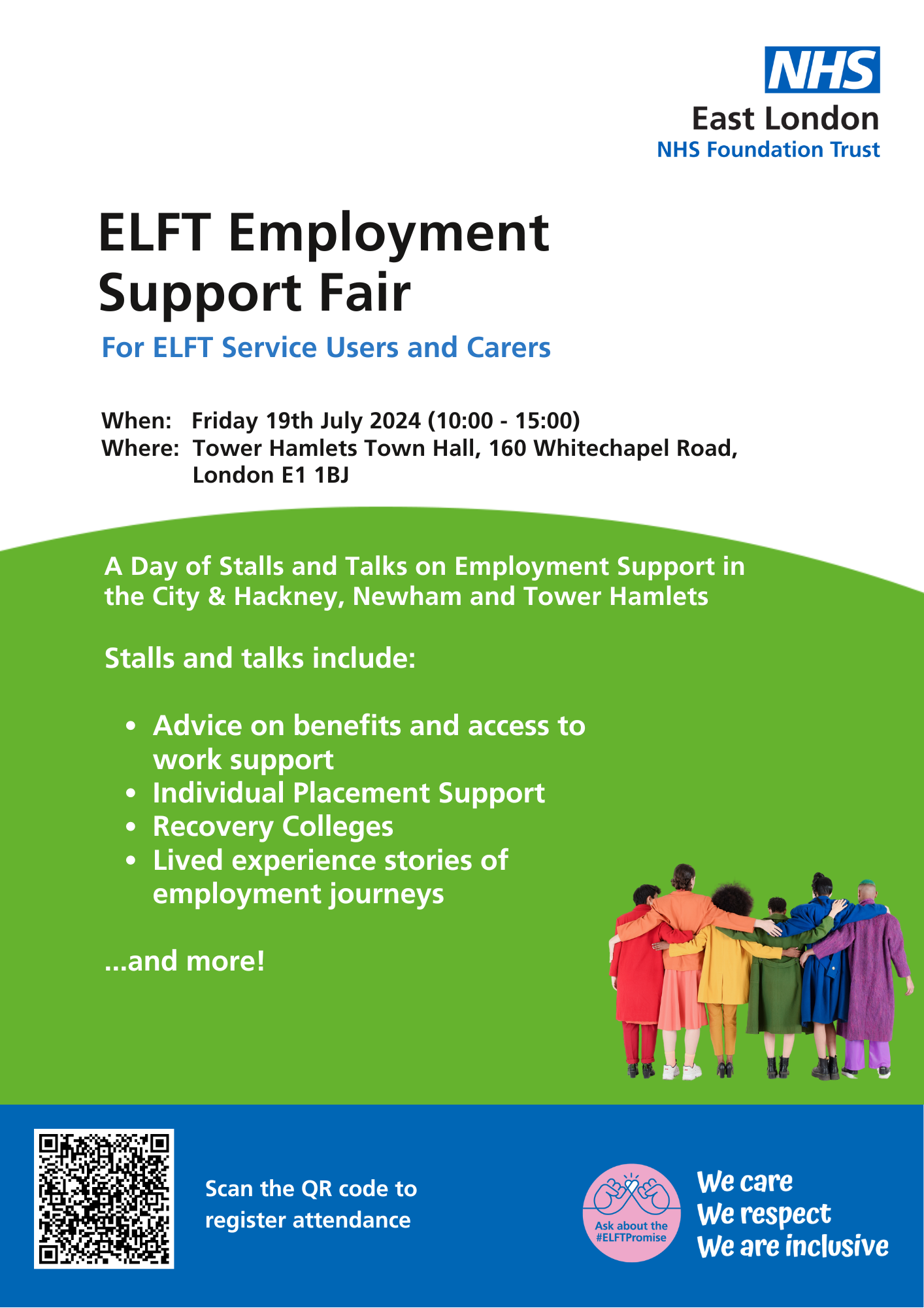 ELFT Employment Support Fair poster.