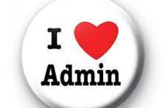 Badge show heart spelling I Love Admin