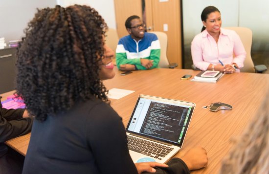 A workplace meeting