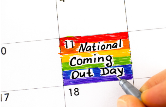 image of a calendar showing the 11 October with a rainbow and 'national coming out day' written on it 