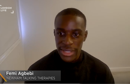 Screenshot of Femi Agbebi on London Live.