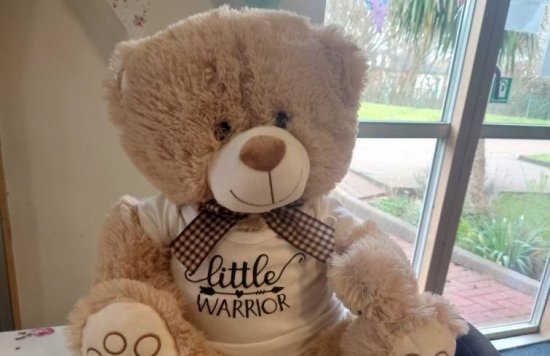 Teddy Bear with Little Warrior written on his top